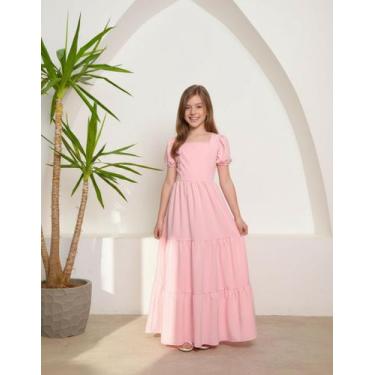 Imagem de Vestido Longo 3 Marias Menina Evangélico Casual Festa Crepe - Vestido 