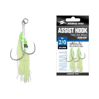 Imagem de Anzóis De Pesca Jigging Glow Feather Twin Assist 1/0 2/0 3/0 4/0 Com B