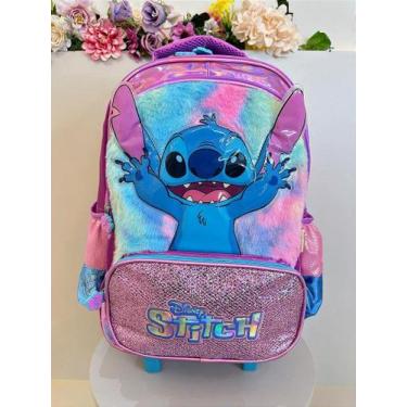 Imagem de Mochila Infantil Escolar com Rodinhas - Lilo Stitch e Angel Roxa - no-