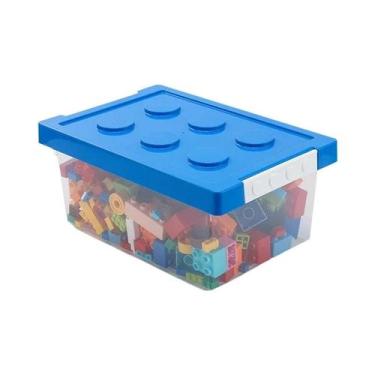 Imagem de Caixa Organizadora Empilhável Para Blocos De Montar Infantis, Suporte 