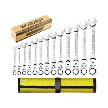 Imagem de Conjunto De Chaves De Boca Articuladas Com Catraca Em Aço Cromo Vanádi