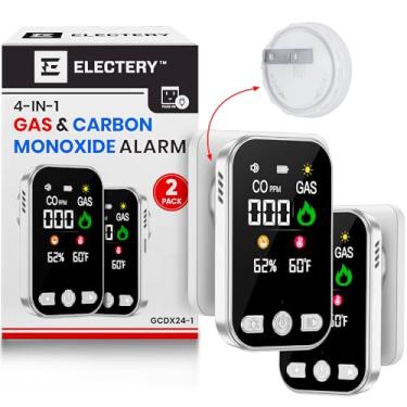 Imagem de Detector de monóxido de carbono conectado, detectores 4 em 1 de gás e monóxido de carbono com display digital, detector de vazamento de gás natural para cozinha de trailer, alarme duplo de 85 dB