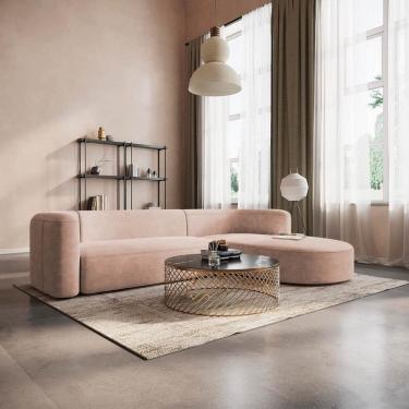 Imagem de Sofá Modular Sala de Estar Decoração Luxo 265cm Lado Esquerdo Suede Celinne Luxuoso Rose