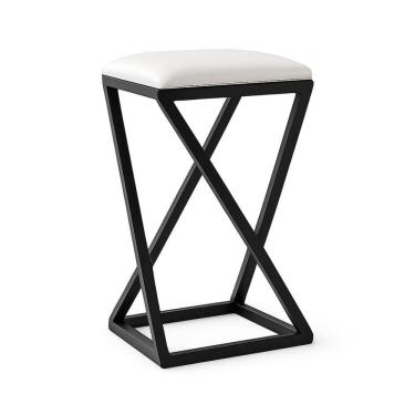 Imagem de Banqueta Z Baixa 50 Cm Banquinho Cozinha Balcão Bar Corino Cor:branco