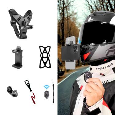 Imagem de Suporte de Capacete com Controle para Smartphone e Câmera de Ação