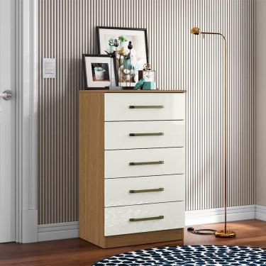 Imagem de Cômoda Para Quarto Com 5 Gavetas 61cm Ingrid Atacama-off White A09 - D'rossi