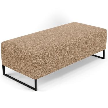 Imagem de Puff Decorativo Sala De Estar Bali W01 Base Ferro 120x50 Cm Bouclê Mostarda - Lyam Decor
