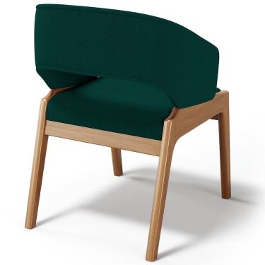 Imagem de Kit 02 Cadeiras De Jantar E Estar Living Estofada Lince L02 Bouclê Verde