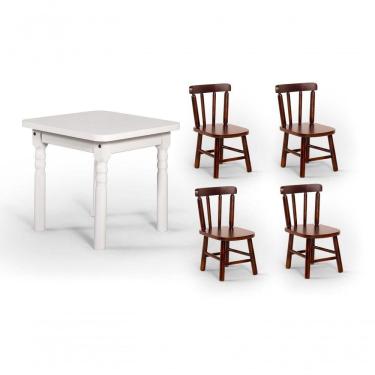 Imagem de Conjunto Mesinha Infantil Branca Com 4 Cadeiras Kids Imbuia