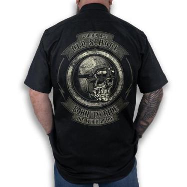 Imagem de Camisa Workshirt Preta Custom Mecânico Old School Born To Ride No Remo