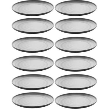 Imagem de Kit 12 Pratos de Sobremesa Oriental em Melamina 18cm para Restaurante 