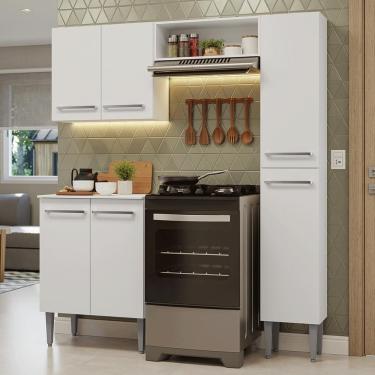Imagem de Armário De Cozinha Compacta 156cm Emilly Madesa Branco 02 Branco