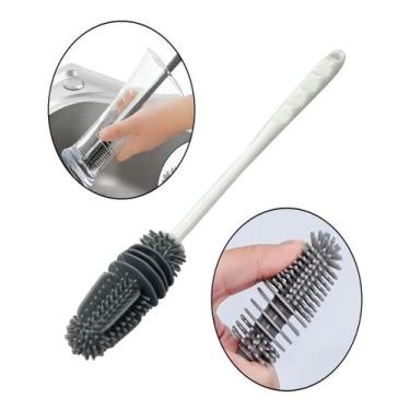 Imagem de Escova De Lavar Garrafa Mamadeira Copo Taça Silicone Premium - Nova Pe