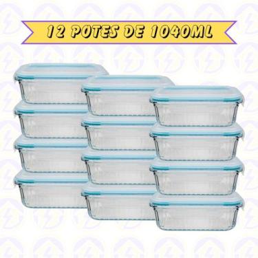 Imagem de 12un Pote de Vidro Canelado Hermético 1040ml Marmita Forno Detalhes - 