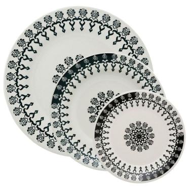 Imagem de Jogo 2 Pratos Rasos 2 Pratos Fundos 2 Pratos Lanche Donna Folk Oxford® Cerâmica