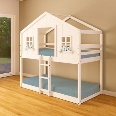 Imagem de Beliche Montessoriano Casinha Dos Sonhos Madeira Maciça Branco Housin