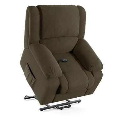 Imagem de Poltrona Do Papai Reclinável Sala De Cinema Barcelona Elevação Lift Elétrico Veludo Capuccino