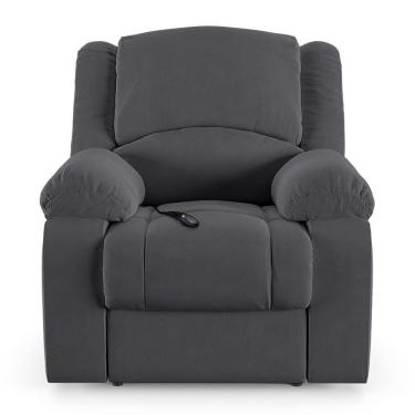 Imagem de Poltrona Do Papai Reclinável Sala De Cinema Barcelona Controle Elétrico Veludo Cinza Grafite