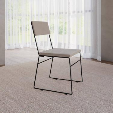 Imagem de Cadeira de Jantar Estofada Málaga Veludo para Sala de Jantar Cozinha Mesa Conforto - Bege