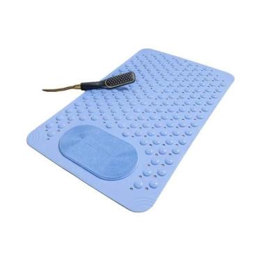 Imagem de Tapete De Banho Antiderrapante Azul Claro Em PVC Com Pontos De Massage