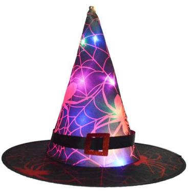 Imagem de Chapéu de bruxa, iluminação luminosa colorida, chapéu de feiticeiro, M
