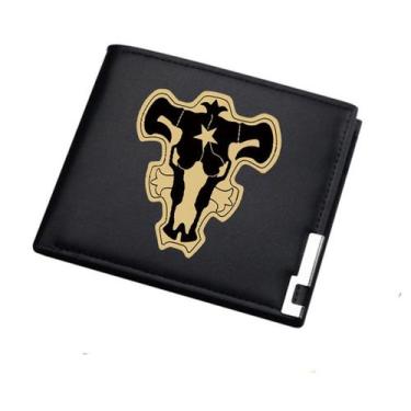 Imagem de Carteira Black Clover Anime, bolsa de moedas de couro com duas dobras 