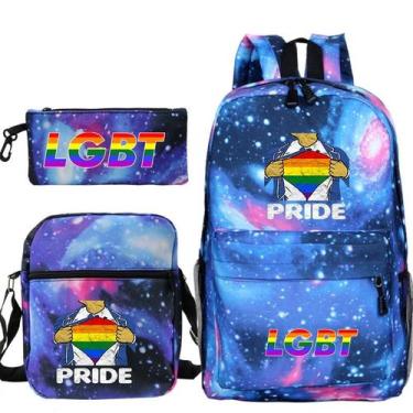 Imagem de Conjunto de mochilas LGBTs, poliéster Lover, bolsa casual para criança