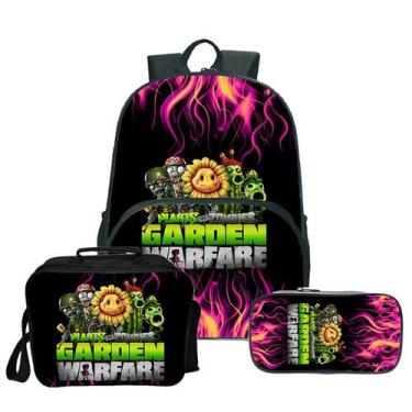 Imagem de Conjunto de mochilas Plant Zombies Anime, 3 unidades para mochila esco