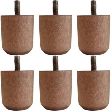 Imagem de Kit 6 Pés para Cama de Madeira Baixo 5cm Cor Mel para Box Solteiro Cas