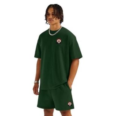 Imagem de Conjunto Masculino Esportivo Oversized Camiseta e Bermuda Moletinho Estampado-Masculino