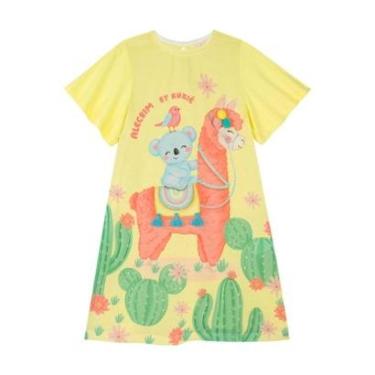 Imagem de Vestido Infantil Alecrim em Malha Amarelo Lhama Kukiê-Feminino