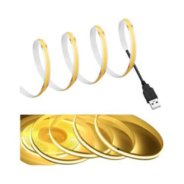 Imagem de Fita LED COB Flexível Branca Quente 320 LEDs 1-5m DC 5V USB De Alta De
