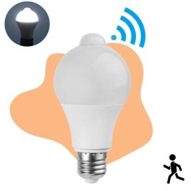 Imagem de Lâmpada Com Sensor de Presença Bulbo Led Bivolt 6500k E27 12w Branco F