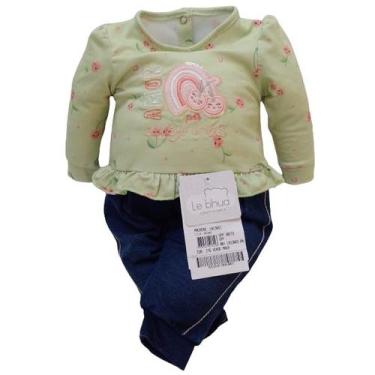 Imagem de Macacão Longo Jeans Finta Conjunto Bebê Menina Enxoval 13663 - Paraiso