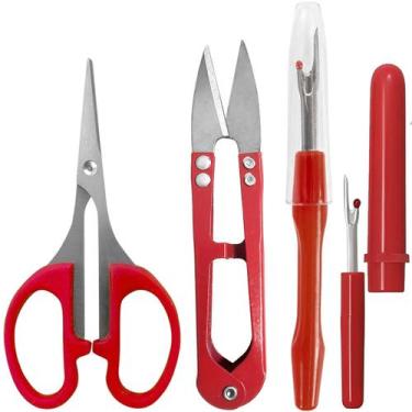 Imagem de Kit Costura Abridor Casa Tesouras Arremate Pic Tecelão Red - Evolvere