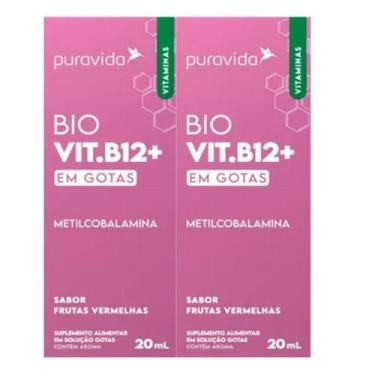 Imagem de 2x Vitamina B12 Drops Metilcobalamina Biodisponível Puravida