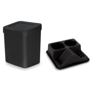 Imagem de Kit Lixeira Organizador De Pia Cozinha Lavabo Suporte Preto - Forma