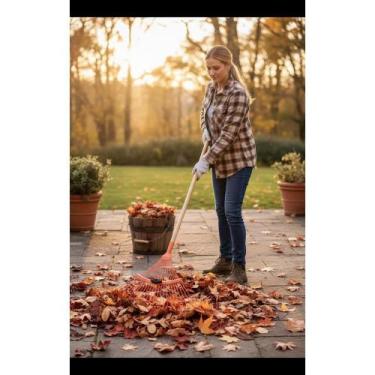 Imagem de Vassoura Rastelo Regulável 22 Dentes Ferro Jardinagem Laranj - Congrat