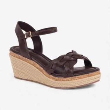 Imagem de Sandália Anabela Bottero Em Couro Marrom-Feminino