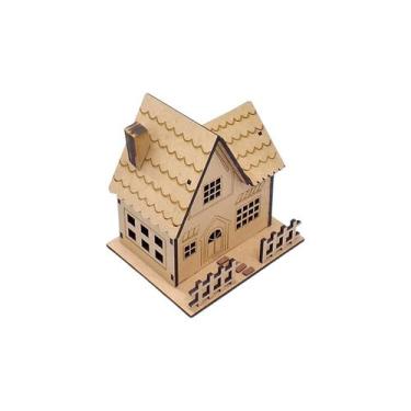 Imagem de Mini Casa Casinha Maquete Iluminada MDF Decorativa Artesanal - PADACES