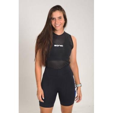 Imagem de Bermuda Ciclismo Feminina Sonic Sports Cós Alto UV50 Forro Teosport It