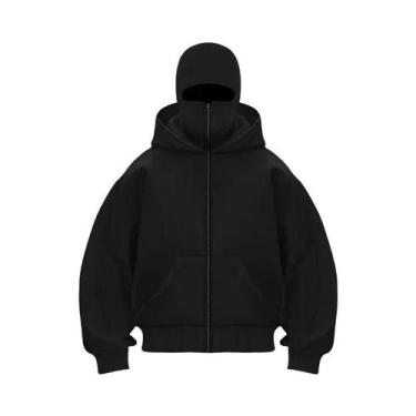 Imagem de Moletom Masculino De Inverno Quente Com Capuz Balaclava E Zíper, Másca