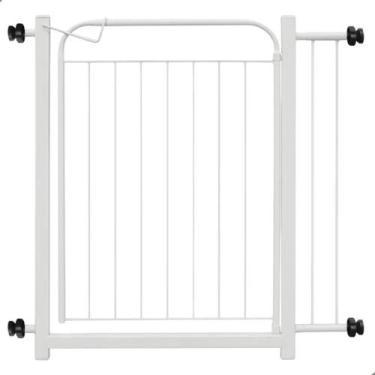 Imagem de Portão Petliz Criança Pet Bebê Metal Branco Altura 80cm Exte - Congrat