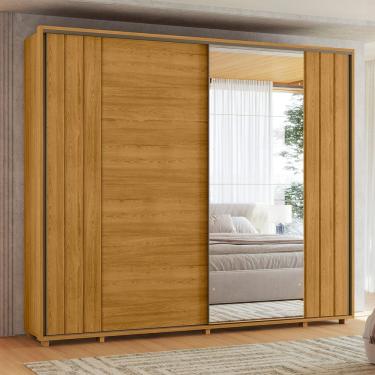 Imagem de Guarda Roupa Casal Grande 2 Portas de Correr com 1 Espelho 100% MDF Dalí 278cm Madetec