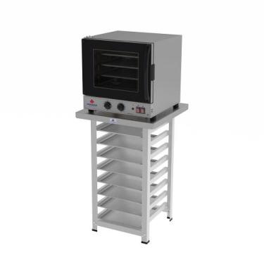 Imagem de Forno Turbo Prp-004 g2 127v Preto + Bancada Mes-004 Progás + 8 Assadei
