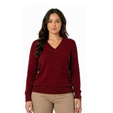 Imagem de Suéter Blusa Feminino Em Tricot Frio Casaco Grosso Cor:BrancoTamanho:G