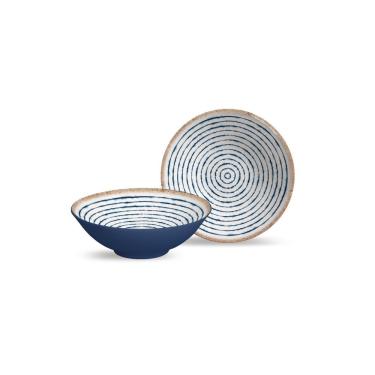 Imagem de Bowl Grecco para Servir Sopas e Saladas em Cerâmica com Detalhes Inspirados na Arte Grega para Mesa Posta Alleanza