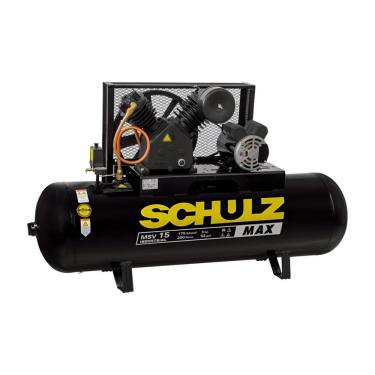 Imagem de Compressor de Ar MSV 15 Max 200L 3CV Monofásico 175LB-IP21 em Aço Inox Preto Schulz