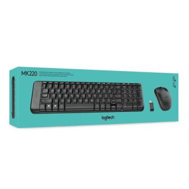 Imagem de Kit Teclado E Mouse Logitech Mk220 Sem Fio Preto Abnt2 920-004431