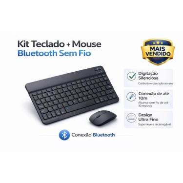 Imagem de Teclado e Mouse Sem Fio Bluetooth com Layout ABNT Compacto Recarregáve